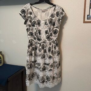 EShakti women’s lace accent Swiss dot flower dandelion dress sz 10 pockets NWOT